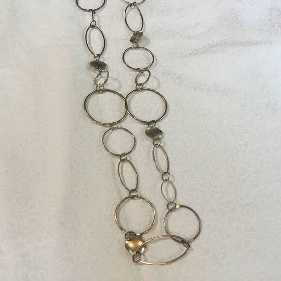 Brass Tone Circles & Ovals Necklace - Picture 4 of 4